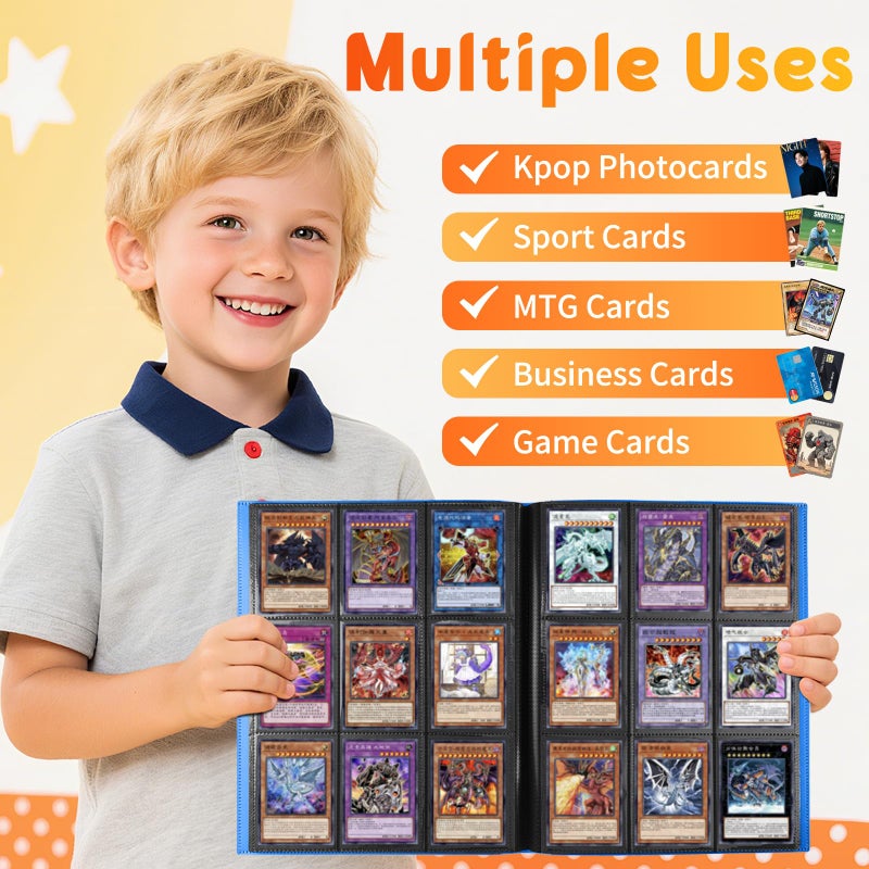 KIOEEE Blue Card Binder 9 Pocket, PP Cover Trading Card Binder for 360 Cards, Sturdy Card Collection Album, Card Holder Folders for MTG, TCG, Game Cards & Sports Cards - Image 5